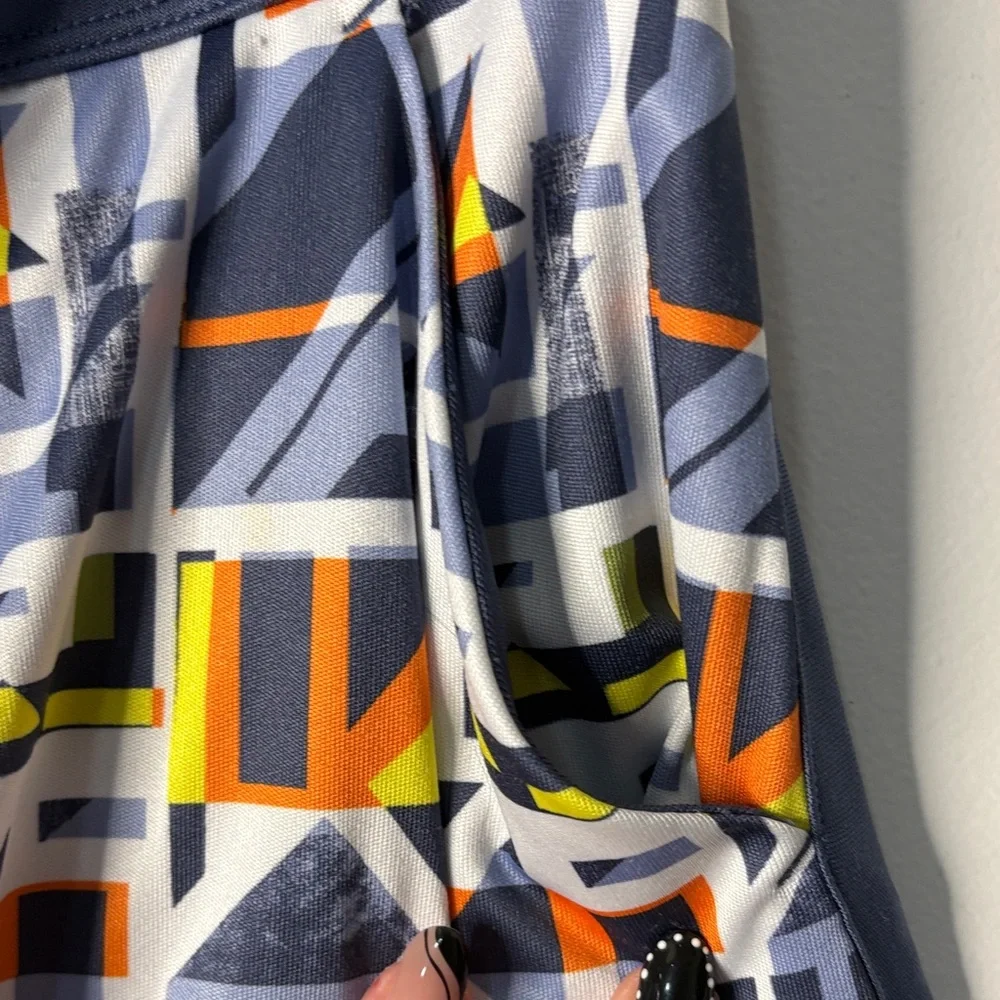 Geometric Patterned Skort - Blue and Orange